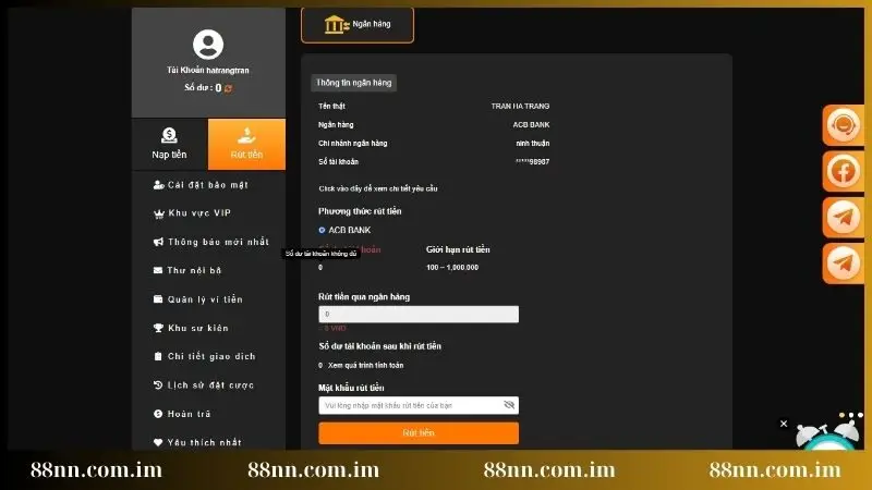 Nhập số tiền và xác nhận thành công